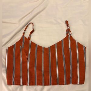 Orange Striped Crop Top